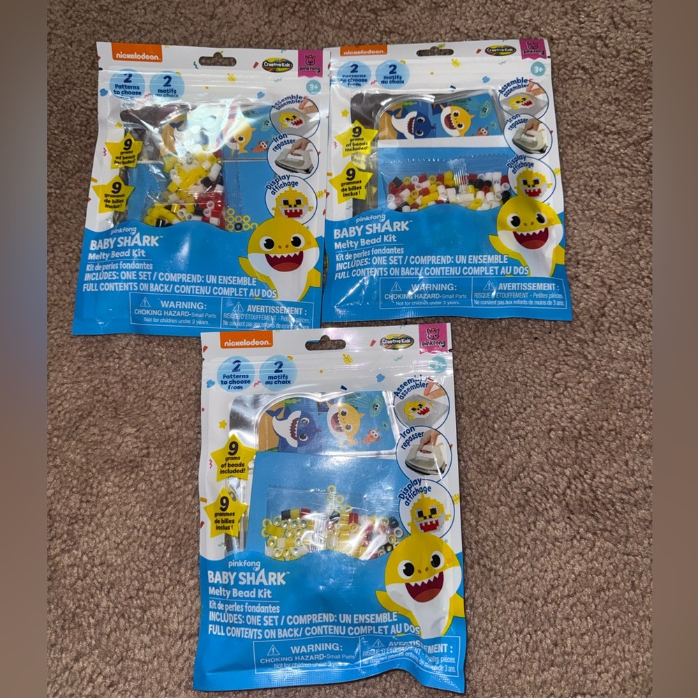 3 Pack’s Pinkfong Baby Shark Melty Bead Kit